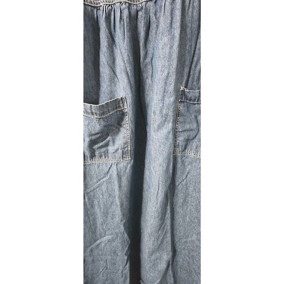 90s Embroidered Sunflower Denim Shirtdress Women's Plus 2X Cotton Cottagecore - Picture 3 of 8